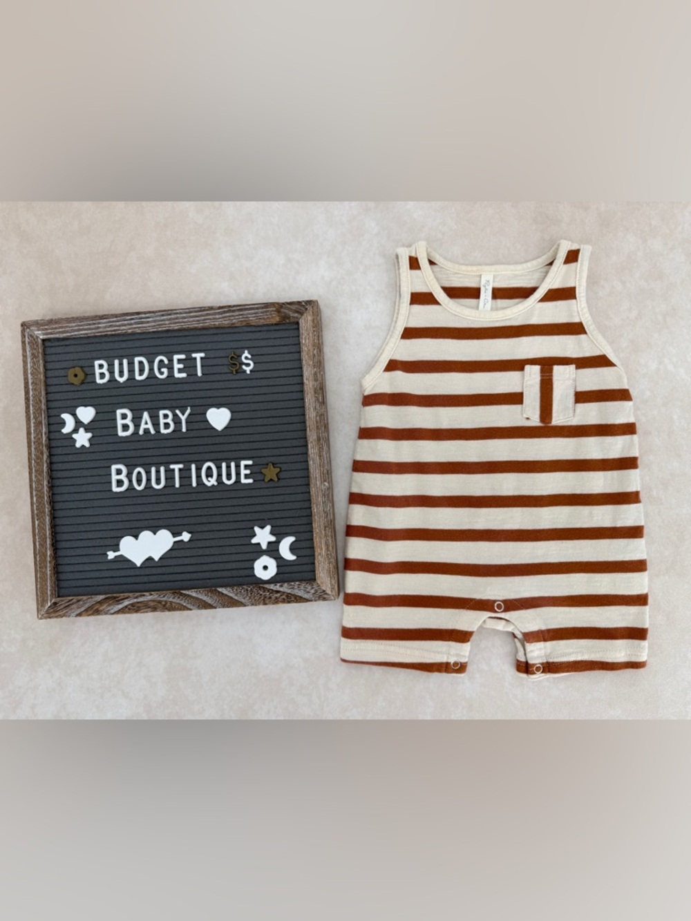 Rylee + Cru Cream and Rust Striped Tank Romper